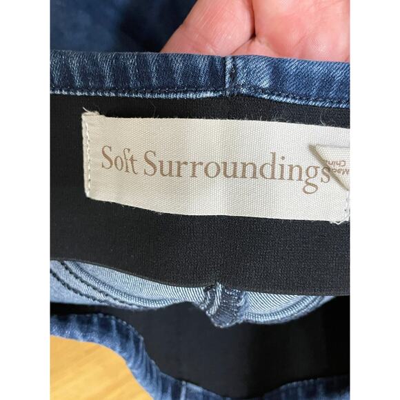 Soft Surrounding Jean Women's S Blue Denim Dark Wash 5-Pockets Faded Tapered Leg - Picture 7 of 8